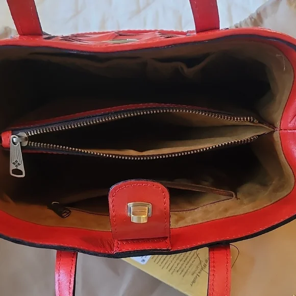 Patricia Nash Bright Coral Woven Leather Tote - Picture 3 of 12